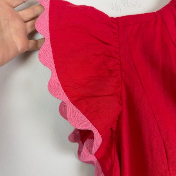 NWT Tuckernuck Hibiscus Red Linen Bella Dress Size S - Picture 7 of 16